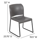 Flash Furniture HERCULES Series Grey Full Back Contoured Stack Chair with Black Powder Coated Sled Base-Ships Fully Assembled