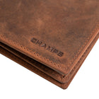 Champs Hunter Leather RFID Blocking Centre-Wing Wallet in Gift Box -  Brown-3 slot pockets