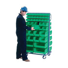 Kleton Mobile Bin Racks, Double Sided, Rack & Bin Combination, Double-Sided, 96 Bins, 36" W x 24" D x 63" H-Capacity: 1000 lbs.
