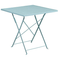 Table de jardin carrée de 28 po en acier bleu ciel, pliable, intérieur/extérieur [CO-1-SKY-GG]-Table de jardin pliante