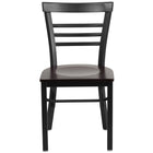 Flash Furniture HERCULES Series Black Three-Slat Ladder Back Metal Restaurant Chair - Walnut Wood Seat - 2 Pack-Set of 2 Metal Dining Chairs