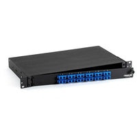 Black Box JPM375A-R2 Rackmount Fiber Panel, 1U, Loaded with (24) Single-Mode/Multimode Connectors, SC, 12 Duplex Pairs-Enclosure