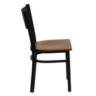 Flash Furniture HERCULES Series Black Grid Back Metal Restaurant Chair - Cherry Wood Seat - 2 Pack-Cherry Finished Wood Seat
