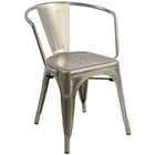 Nicer Furniture Stackable Industrial Tolix A Style Armchair - Galvanized - 4 Pack-Indoor/Outdoor Arm Chair