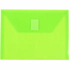JAM Paper Plastic Envelopes with Hook & Loop Closure - Index Booklet - 5.5" x 7.5" - Lime Green - 12 Pack -Colour: Lime Green 