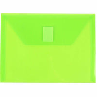 JAM Paper Plastic Envelopes with Hook & Loop Closure - Index Booklet - 5.5" x 7.5" - Lime Green - 12 Pack -Colour: Lime Green 