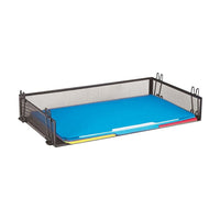 Staples Metal Mesh Stackable Tray - Legal Size - Black-File tray designed to hold legal-sized documents, making it ideal for larger paper formats