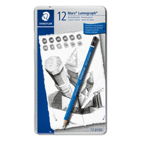 Staedtler-Mars Lumograph Drawing Pencils - 12 Pack-Premium quality pencils for writing, drawing and sketching on paper and matte drafting film
