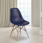 Flash Furniture Elon Series Navy Plastic Chairs with Wooden Legsase-Wooden Legs with Metal Bracing