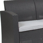 Flash Furniture Dark Gray Faux Rattan Loveseat with All-Weather Light Gray Cushions-Deep Seat Comfort