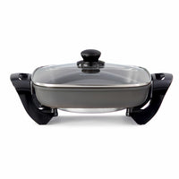 Kenmore Non-Stick Electric Skillet with Glass Lid - 12" x 12" - Black and Grey-12" x 12" (30.5 x 30.5 cm) cooking area with high sides