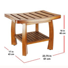 Oceanstar Solid Wood Spa Shower Bench with Storage Shelf, Teak-Curved seating for easy water flow and preventing buildup