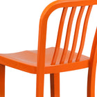 Flash Furniture Commercial Grade 30" High Orange Metal Indoor-Outdoor Barstool with Vertical Slat Back - 2 Pack-Orange Powder Coated Frame Finish