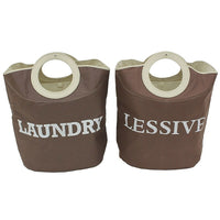 Cathay Importers Bilingual Laundry Hamper, Brown, 2 Pack-Bilingual laundry hamper with broad round handles for easy carrying