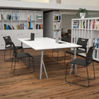 Flash Furniture HERCULES Series Black Sled Base Stack Chairs with Air-Vent Back - 5 Pack-Black Powder Coated Sled Base Frame with Plastic Floor Glides