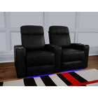 Valencia Piacenza Top Grain Leather Home Theatre Power Recliner, 2-Seats, Black (2-BLK-P)-Smooth Power Recliner