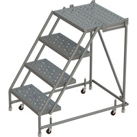 Tri-Arc Manufacturing Deep Top Step Rolling Ladder, Platform Height: 40", No. of Steps: 4, Step Width: 24" (KDSR004246-D2)-No. of Steps: 4