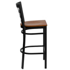 Flash Furniture – Tabouret de bar pour restaurant HERCULES en métal noir, dossier ajouré, assise en cerisier-Conception à dossier fenêtre