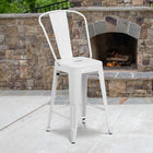 Flash Furniture Commercial Grade 24" High Metal Indoor-Outdoor Counter Height Stool with Back - White-Lightweight Design