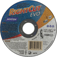Norton Right Angle Grinder Reinforced Cut-Off Wheels - Rightcut Evo, 7" x 0.045", 7/8" Arbor - 12 Pack-Abrasive Material: Aluminum Oxide