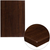 Flash Furniture 30" x 45" Rectangular High-Gloss Walnut Resin Table Top with 2" Thick Edge-Restaurant Dining Table Top