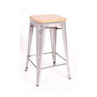 Plata Import - Tabouret Tolix avec cadre en métal avec dessus en bois 26''H empilable-Tabouret de comptoir adapté à une utilisation intérieure et extérieure