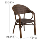 Flash Furniture Milano Series Cocoa Rattan Restaurant Patio Chair with Bamboo-Aluminum Frame-Plastic Floor Glides