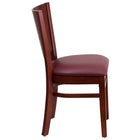 Flash Furniture Lacey Series Solid Back Mahogany Wood Restaurant Chair - Burgundy Vinyl Seat-Solid Back Design