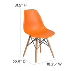 Flash Furniture Elon Series Orange Plastic Chair with Wooden Legs-Designed for Commercial Use