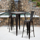 Flash Furniture Commercial Grade 30" High Black-Antique Gold Metal Indoor-Outdoor Barstool with Back-Footrest with Floor Protector Plastic Glides