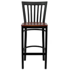 Flash Furniture HERCULES Series Black School House Back Metal Restaurant Barstool - Cherry Wood Seat-Metal Barstool