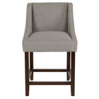 Tabouret Carmel à hauteur de comptoir de 24 po couleur noyer avec garniture pour clous décoratifs en tissu gris clair-Ensemble de 2 tabourets de style transitionnel