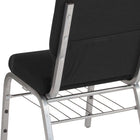 Flash Furniture HERCULES Series 18.5"W Church Chair in Black Fabric with Book Rack - Silver Vein Frame-Waterfall Seat promotes healthy blood flow