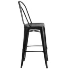 Flash Furniture Commercial Grade 30" High Distressed Black Metal Indoor-Outdoor Barstool with Back-Seat Drain Hole assists in drying