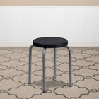 Flash Furniture Stackable Stool with Black Seat & Silver Powder Coated Frame-Heavy Duty Black Plastic Seat