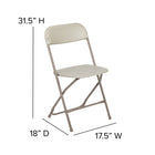 Flash Furniture HERCULES Series 650 lb. Capacity Premium Beige Plastic Folding Chair-Seat Drain Holes assist in drying