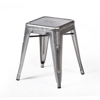 Nicer Furniture Tolix Style Backless Metal Industrial Stack 18" Stool - Gunmetal - 2 Pack-Drain Hole in Seat. Non-Marring Glides. Lightweight Design