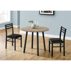 Monarch Specialties 1003 3-Piece Dining Set - Dark Taupe Top/Black Metal-(I 7619)