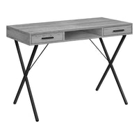 Monarch Specialties 7792 42" Computer Desk - Grey/Black Metal-Perfect multi-use computer desk for all laptop or tablets; easy maintainable surface in a grey wood-look finish