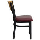 Flash Furniture HERCULES Series Black Circle Back Metal Restaurant Chair - Natural Wood Back & Burgundy Vinyl Seat-Natural Wood Circle Back Design