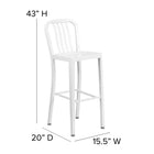 Flash Furniture Commercial Grade 30" High Metal Indoor-Outdoor Barstool with Vertical Slat Back - White - 2 Pack-Designed for Indoor or Outdoor Use