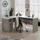 Sauder 59"W East Rock L-Desk - Ashen Oak-Small drawer features metal runners and safety stops