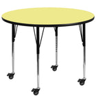 Flash Furniture Mobile 48" Round Thermal Laminate Activity Table - Yellow-Popular Round Activity Table