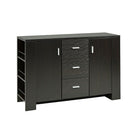 Brassex 11424 Buffet/Server with 3 Storage Drawers, 2 Storage Cupboards with shelves and 6 Open Side Shelves, Dark Cherry-Stylish buffet Table with 3 storage drawers, 2 storage cupboards with shelves, and 6 open side shelves