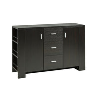 Brassex 11424 Buffet/Server with 3 Storage Drawers, 2 Storage Cupboards with shelves and 6 Open Side Shelves, Dark Cherry-Stylish buffet Table with 3 storage drawers, 2 storage cupboards with shelves, and 6 open side shelves