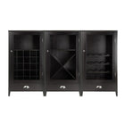Winsome Bordeaux 3-Piece Wine Cabinet Modular Set with Tempered Glass Doors-Each unit measures 22"W x 16"D x 40"H.  If place all three together size is 66"W x 16"D x 40"H.