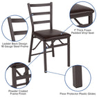Flash Furniture HERCULES Brown Folding Ladder Back Metal Chair with Brown Vinyl Seat-1" Thick Foam Padded Seat