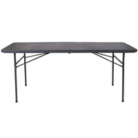 Flash Furniture 30"W x 72"L Bi-Fold Dark Grey Plastic Folding Table with Carrying Handle-Ready To Use Commercial Table