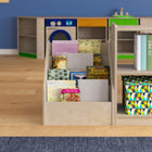 Flash Furniture Bright Beginnings Commercial Grade Modular Wooden Classroom 4 Tier Book Display Shelf - Natural-Quick and Easy Assembly with Included Materials