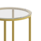 Flash Furniture Greenwich Collection Glass End Table with Matte Gold Frame-Round Top